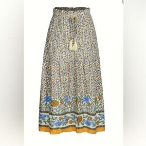 Floral Print Maxi Skirt with Tassel Detail